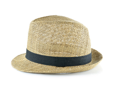 Pretty straw hat on white backgroundの写真素材