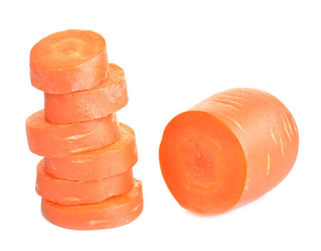 Sliced carrot isolated on white の写真素材
