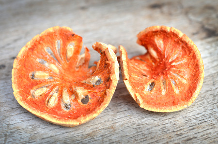 dried quince slices on tableの写真素材
