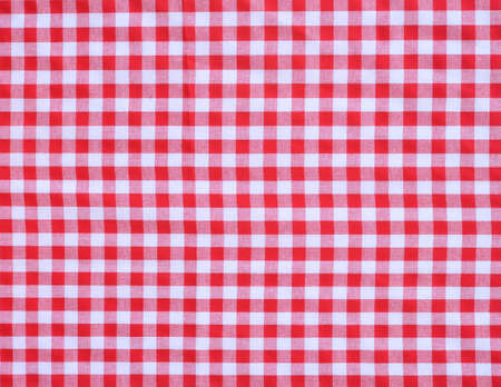 red checkered fabric closeup , tablecloth textureの写真素材