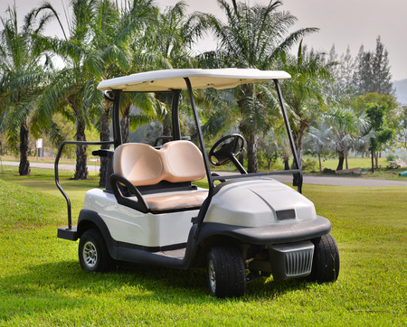 Golf cart or club car at golf courseの写真素材