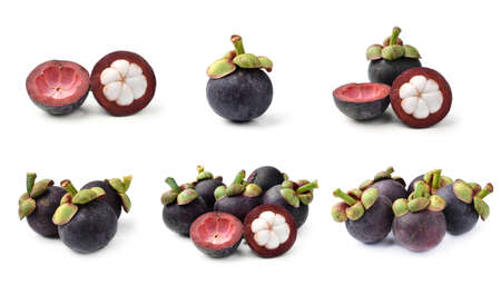 Mangosteen on white background の写真素材