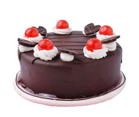 Chocolate cake isolated on white background