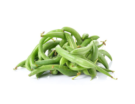 green beans on white backgroundの写真素材