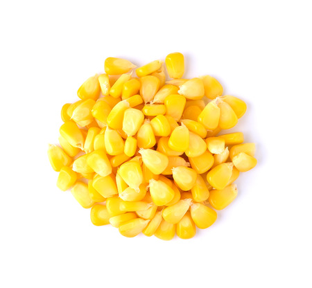 Sweet whole kernel corn on white backgroundの写真素材