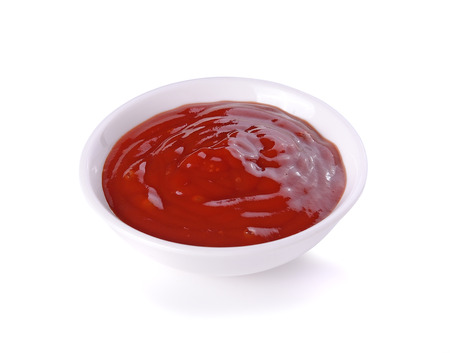 tomato sauce isolated on white backgroundの写真素材