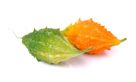 bitter melon on white backgroundの写真素材
