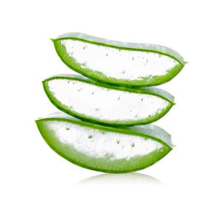 aloe vera fresh leaf. isolated over whiteの写真素材