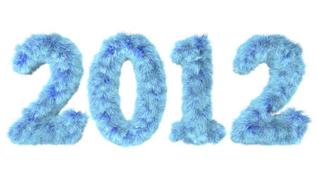 high quality rendering of wild hairy lettering 2012 in blue