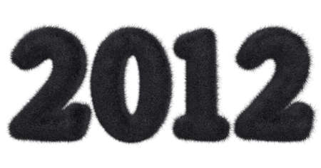high quality rendering of hairy lettering 2012 in deep black