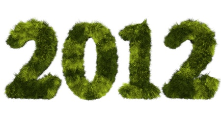 high quality rendering of hairy lettering 2012 in stained green