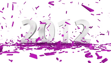 high quality rendering of white date 2012 with abstract pink confetti