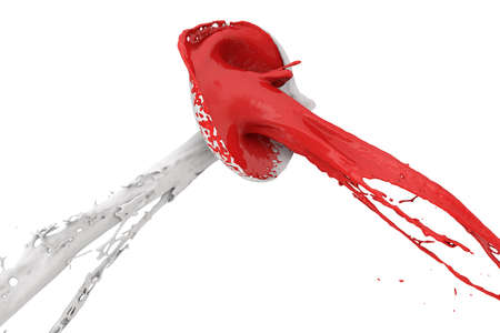 red and white color splashesの写真素材