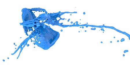 blue paint splash isolated on whiteの写真素材