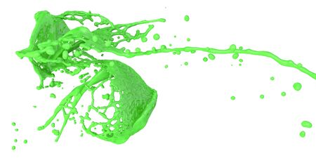 green color splash isolated on whiteの写真素材