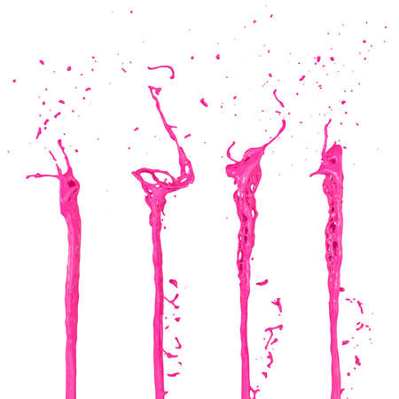 pink paint splash isolated on whiteの写真素材
