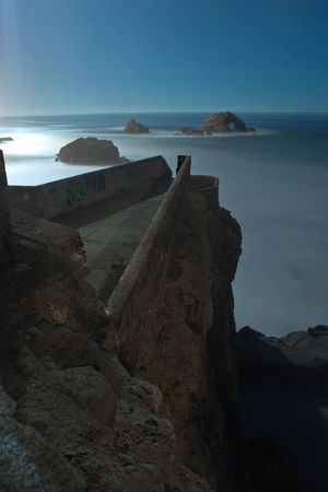 Sutro at night Moonlight San Francisco, Californiaの写真素材