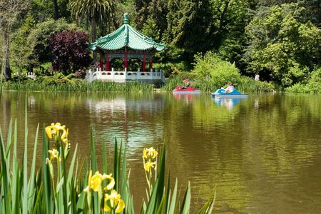 lake in Golden Gate park with pedal boats