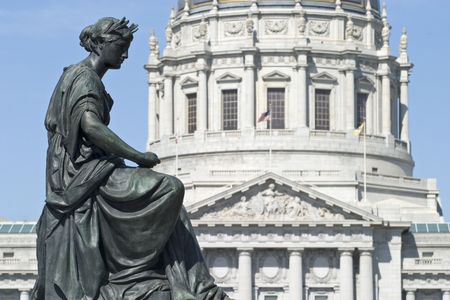 The City Hall of San Francisco California, opened in 1915, in its open space area in the city's Civic Center, is a Beaux-Arts monument to the brief "City Beautiful" movement that epitomized the high-minded American Renaissance of the period 1880-1917. Theの写真素材