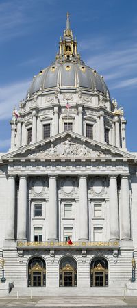 The City Hall of San Francisco California, opened in 1915, in its open space area in the city's Civic Centerの写真素材