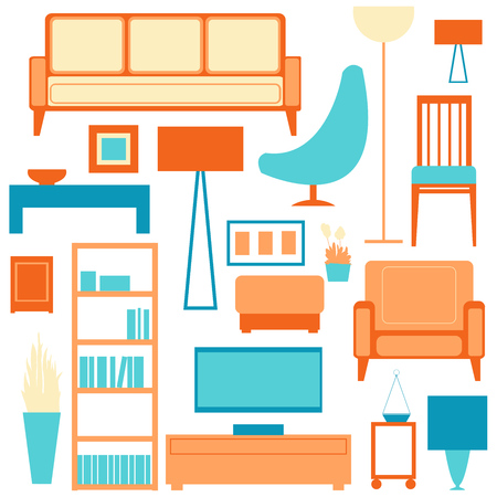 Living room - vector Illustration. Vector Living room interior.のイラスト素材