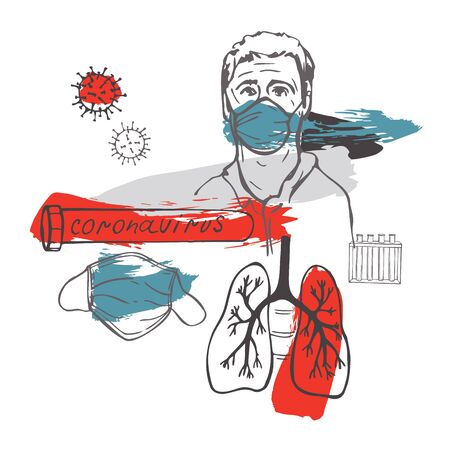 Coronavirus.  Vector sketch illustrationのイラスト素材