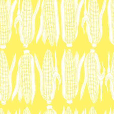 Hand drawn corn. Vector  seamless pattern.のイラスト素材