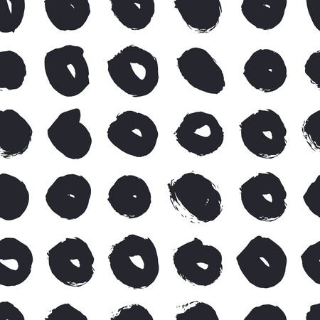 Abstract  round brush strokes on white background.  Vector seamless pattern.のイラスト素材
