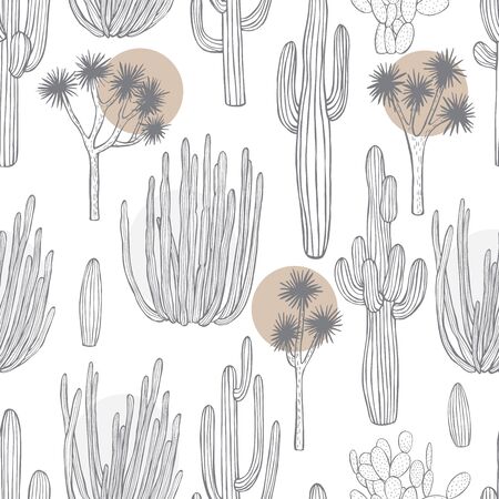 Desert plants, cacti. Vector  seamless pattern.のイラスト素材