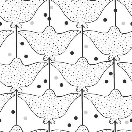 Hand drawn sea fish. Seamless vector patternのイラスト素材