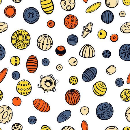 Hand drawn beads. Vector  seamless pattern.のイラスト素材