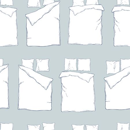 Vector seamless  pattern with pillows and blanketのイラスト素材