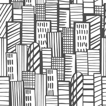 Hand drawn skyscrapers. Vector sketch  illustration.のイラスト素材