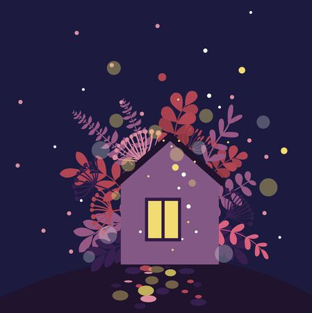 Night fairy house.Vector illustrationのイラスト素材