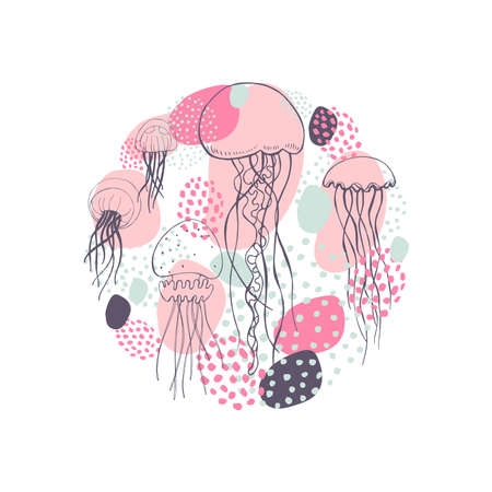 Hand drawn jellyfish. Vector sketch illustration.のイラスト素材
