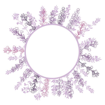 Vector frame with hand drawn lavender.Sketch illustration.のイラスト素材