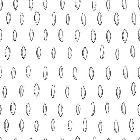 Hand drawn grains of rice on a white background.のイラスト素材