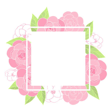 Vector floral frame with hand drawn flowers.のイラスト素材