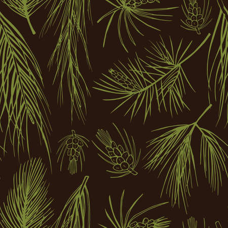 Vector seamless pattern with hand drawn Christmas plantsのイラスト素材