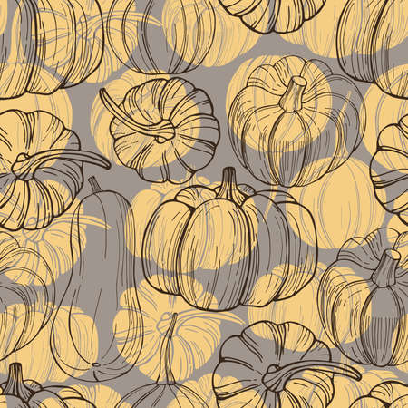 Vector seamless pattern with hand drawn pumpkinsのイラスト素材