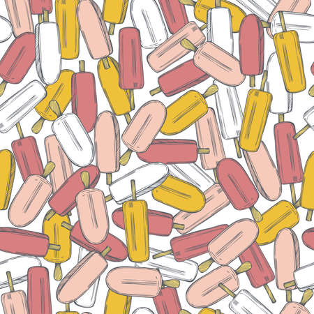 Hand drawn ice cream. Vector seamless patternのイラスト素材