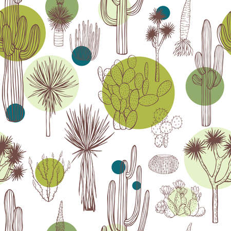 Desert plants, cacti. Vector seamless pattern.のイラスト素材