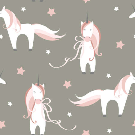 Unicorns and stars. Vector patternのイラスト素材