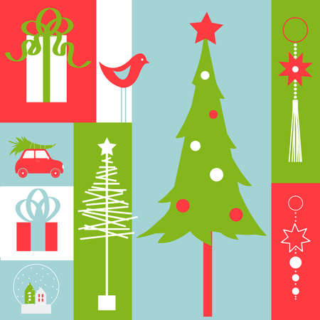 Vector background with Christmas tree.Vector illustration.のイラスト素材