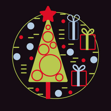 Merry Christmas greeting card. Vector illustration.のイラスト素材