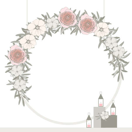Wedding arch with flowers. Vector illustration.のイラスト素材