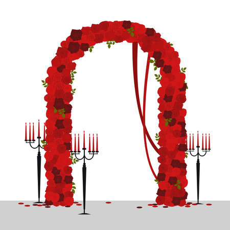 Wedding arch with roses. Vector illustration.のイラスト素材