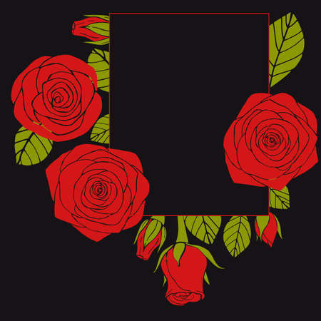 Vector frame with roses.のイラスト素材