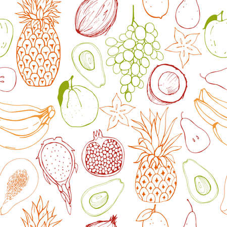 Vector seamless pattern with fruits.