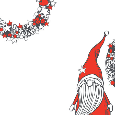 Hand drawn Santa Claus. Christmas Vector background. Sketch illustration.のイラスト素材